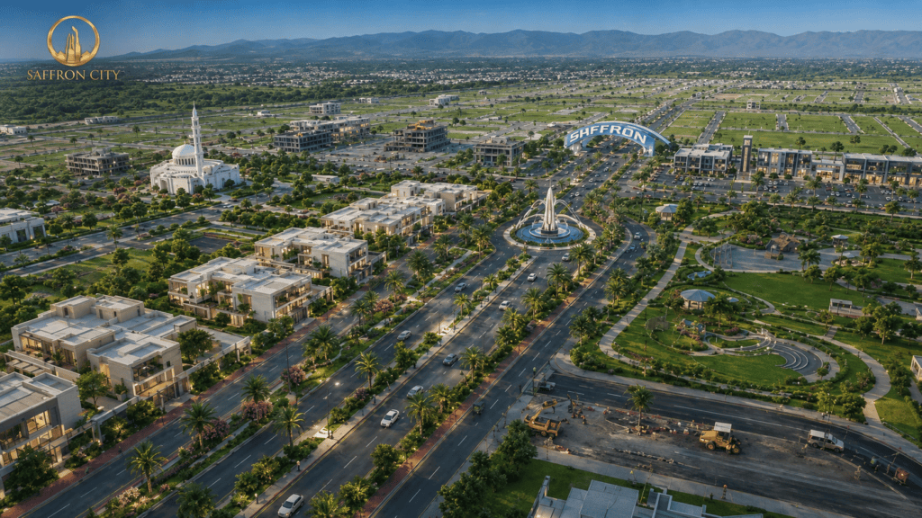 Best investment near Rawalpindi Ring Road - aerial view of Saffron City