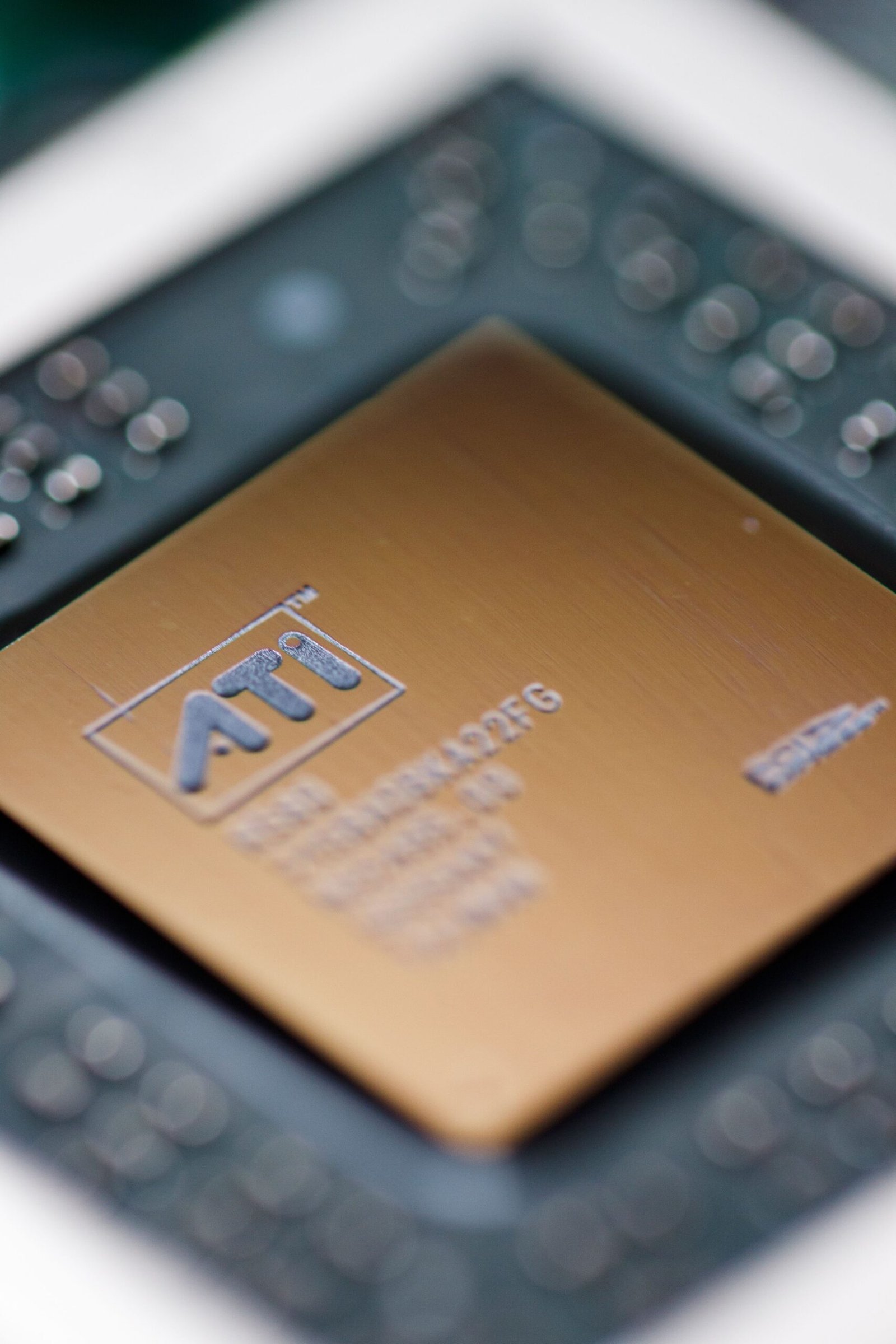 Close-up of a computer processor chip representing AI compute hardware