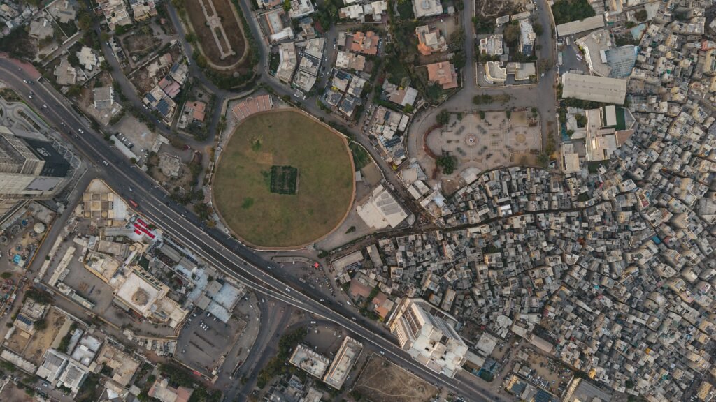 Karachi residential plot commercialisation - aerial view of Karachi's dense residential neighbourhoods affected by the new Sindh ruling