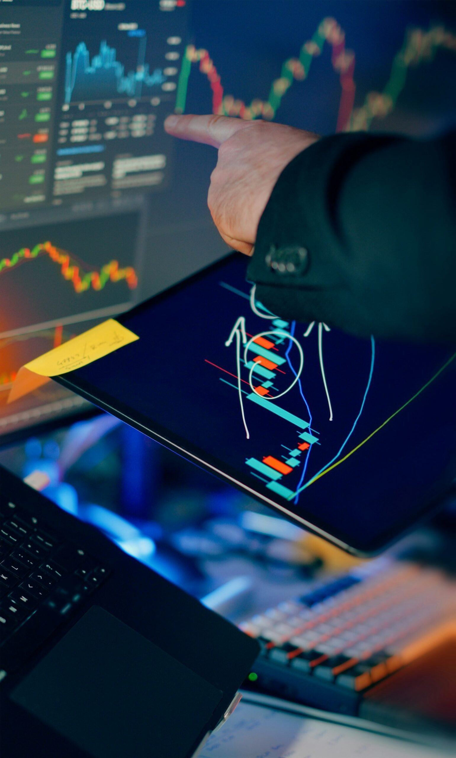 KSE-100 oil price shock 2026 reflected in a trader's multi-screen market analysis setup