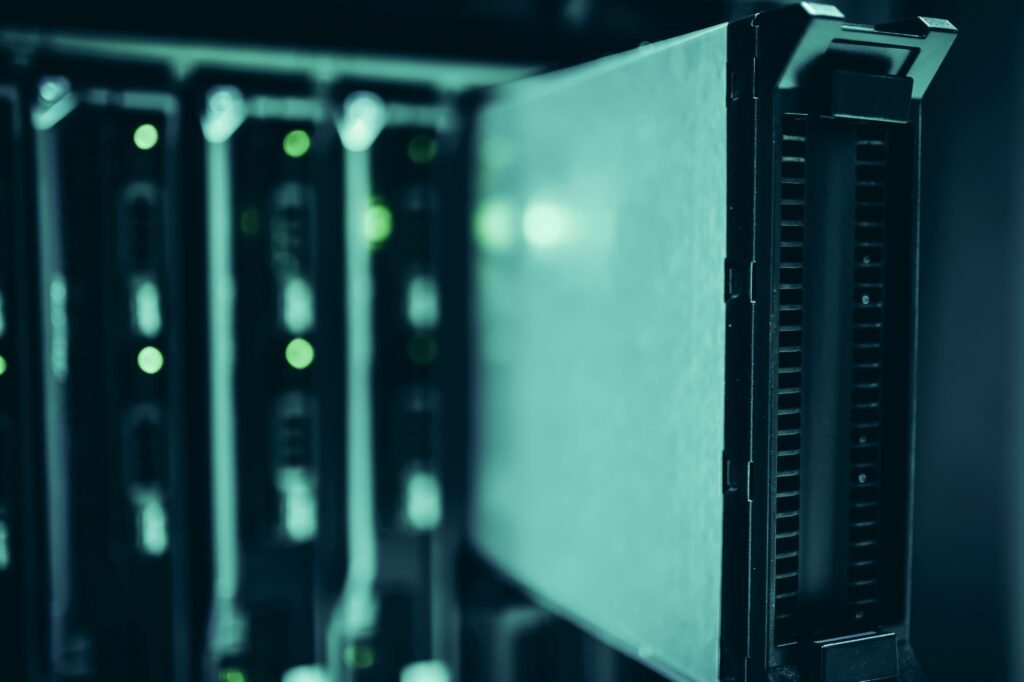 Nvidia stock rally after earnings shown through active AI data center server racks handling GPU compute demand