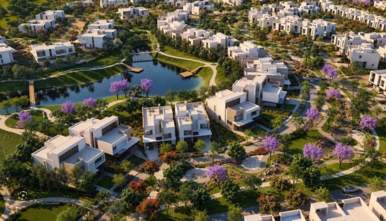 Eighteen Islamabad aerial view of villas and lake